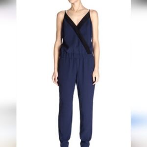 Karen Millen Size 8 Navy Black Jumpsuit Luxury Wedding Guest Cocktail Event EUC